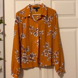 Floral mustard yellow blouse